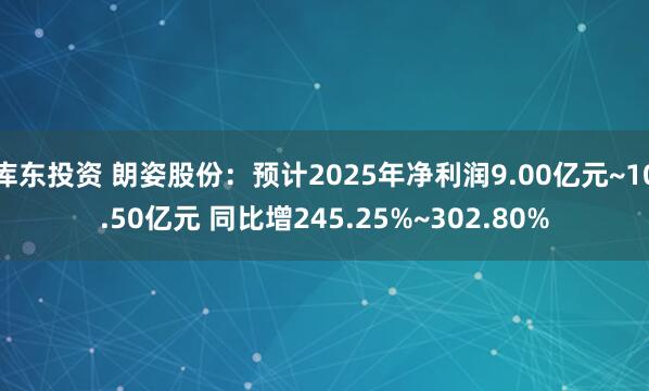 库东投资 朗姿股份：预计2025年净利润9.00亿元~10.50亿元 同比增245.25%~302.80%